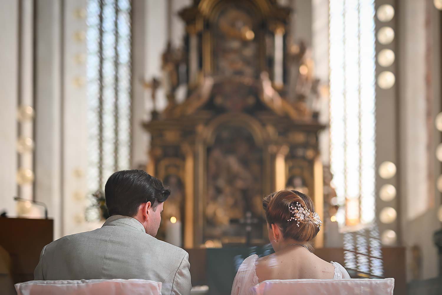 Kirchliche Trauung in der Petrikirche, Fotoshooting auf der Plassenburg Kulmbach, Feier im Al Castello