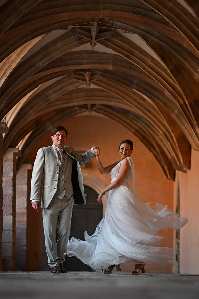 Kirchliche Trauung in der Petrikirche, Fotoshooting auf der Plassenburg Kulmbach, Feier im Al Castello