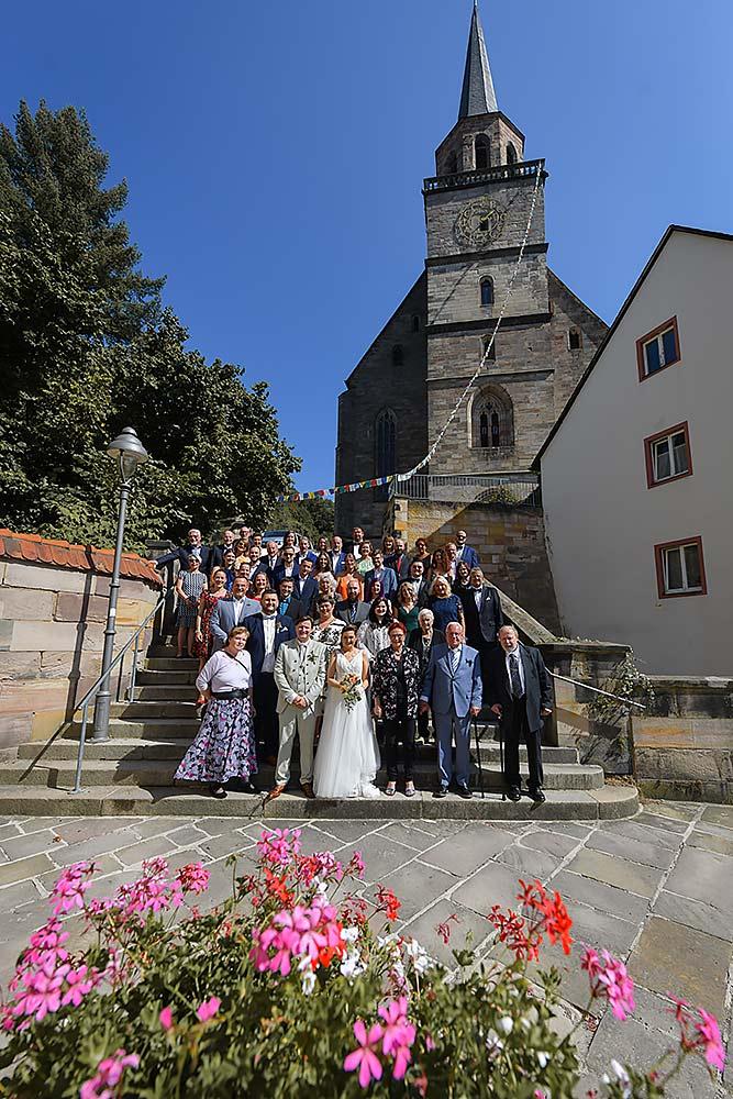 Kirchliche Trauung in der Petrikirche, Fotoshooting auf der Plassenburg Kulmbach, Feier im Al Castello
