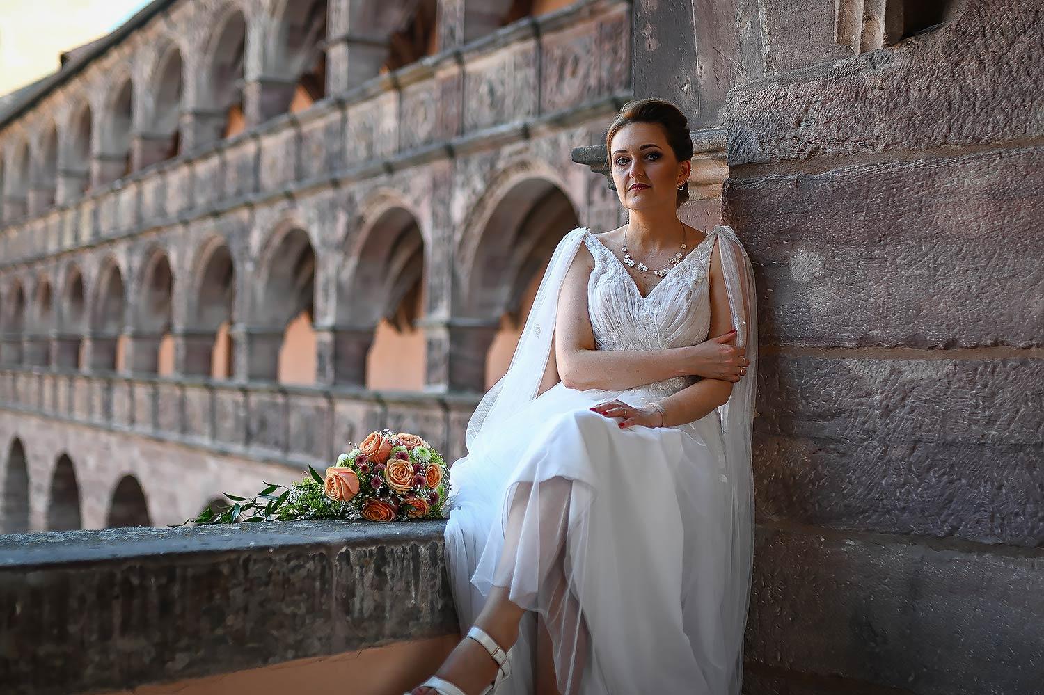 Kirchliche Trauung in der Petrikirche, Fotoshooting auf der Plassenburg Kulmbach, Feier im Al Castello